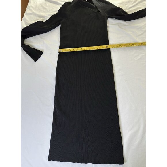 HELMUT LANG Asymmetric-Neckline Knit Dress Black Cut Out Small Knee Length - Picture 6 of 9
